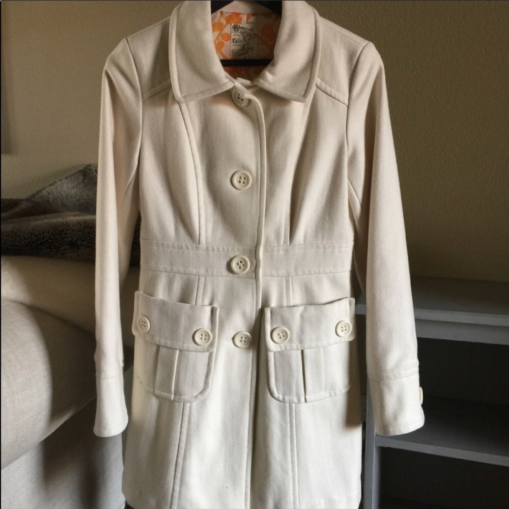 Nordstrom Tulle Wool Peacoat Cream SM